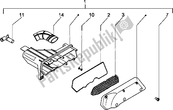 Toutes les pièces pour le Purificateur D'air du Piaggio Typhoon 50 M Y 2004