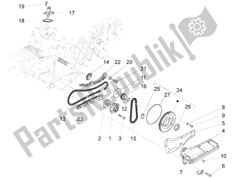 Toutes les pièces pour le La Pompe à Huile du Piaggio FLY 150 4T 3V IE Australia 2015