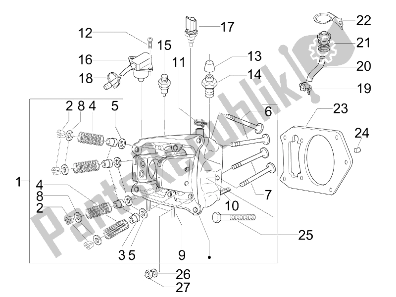 Alle onderdelen voor de Head Unit - Klep van de Piaggio BV 500 USA 2008