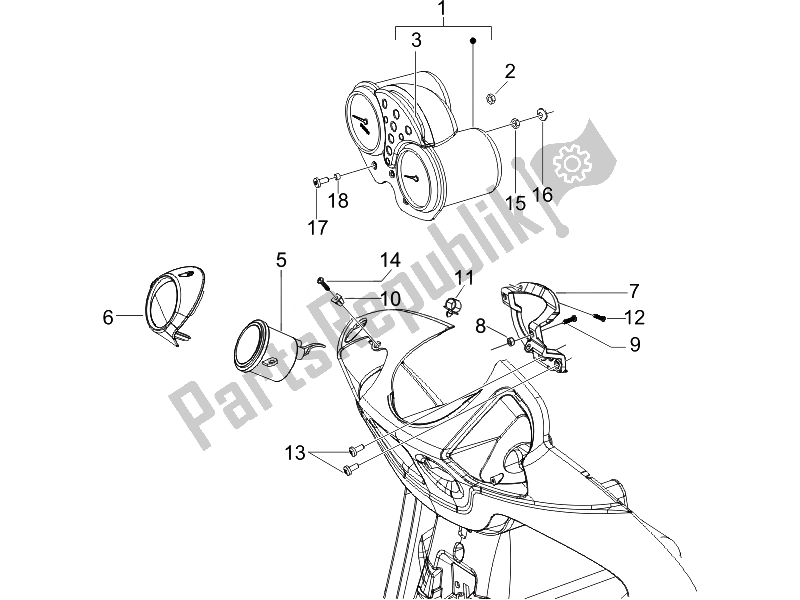 Todas las partes para Tablero Combinado De Medidor de Piaggio Beverly 250 Cruiser E3 2007