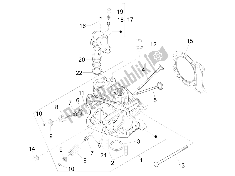 All parts for the Head Unit - Valve of the Piaggio MP3 125 Ibrido 2009