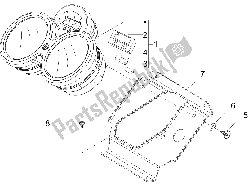 All parts for the Meter Combination-dashbord of the Piaggio Beverly 125 Sport E3 2007