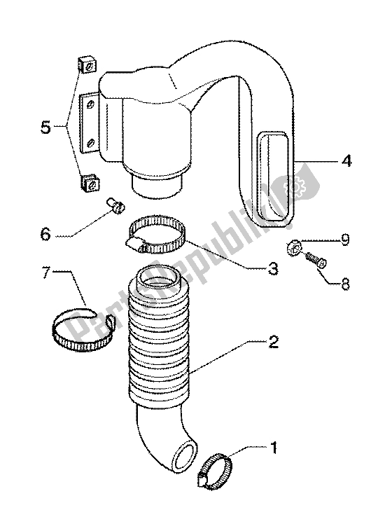 All parts for the Belt Cooling Tube-intake Tube of the Piaggio X9 125 SL 2006