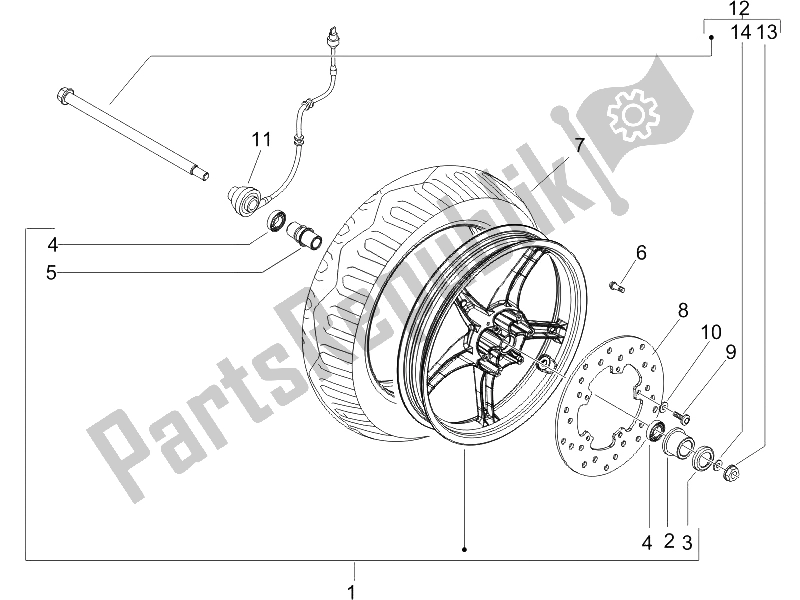 Toutes les pièces pour le Roue Avant du Piaggio ZIP 100 4T 2006