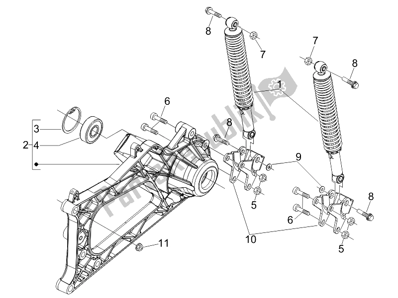 Toutes les pièces pour le Suspension Arrière - Amortisseur / S du Piaggio MP3 400 IE 2007