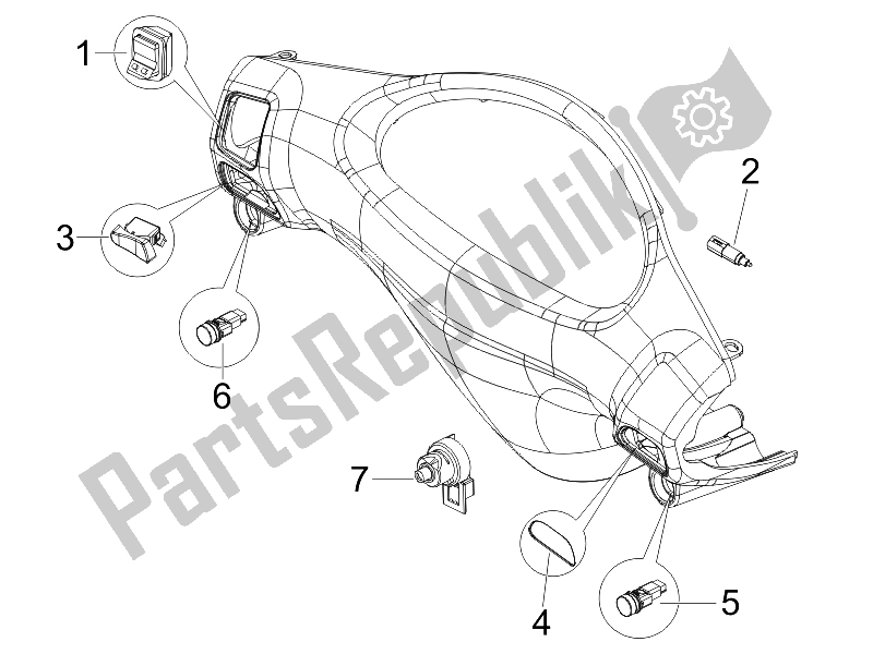 Toutes les pièces pour le Sélecteurs - Interrupteurs - Boutons du Piaggio FLY 50 2T 25 KMH B NL 2005