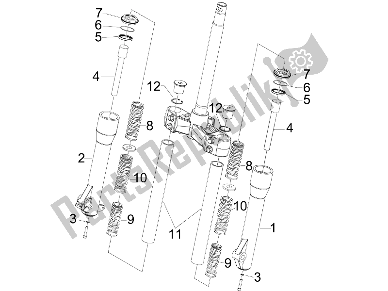 Toutes les pièces pour le Composants De La Fourche (escortes) du Piaggio BV 250 USA 2007