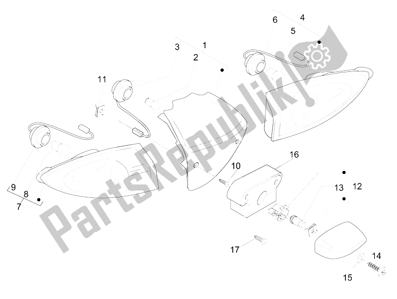 All parts for the Rear Headlamps - Turn Signal Lamps of the Piaggio FLY 100 4T 2008