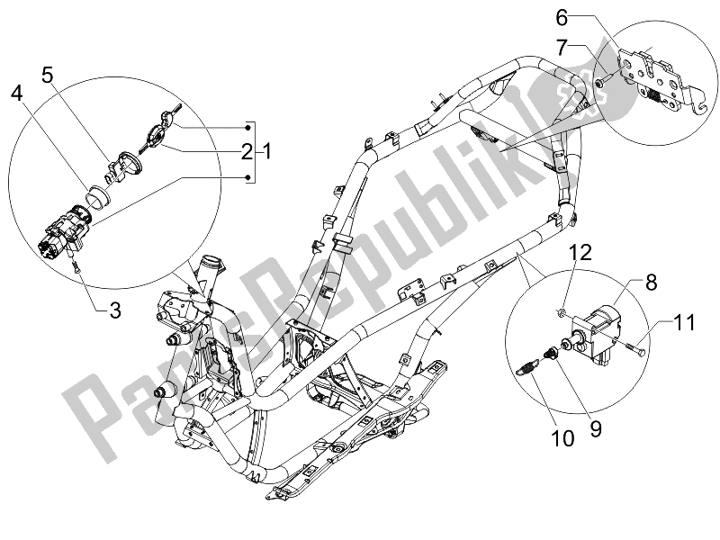 All parts for the Locks of the Piaggio MP3 500 Sport USA 2010