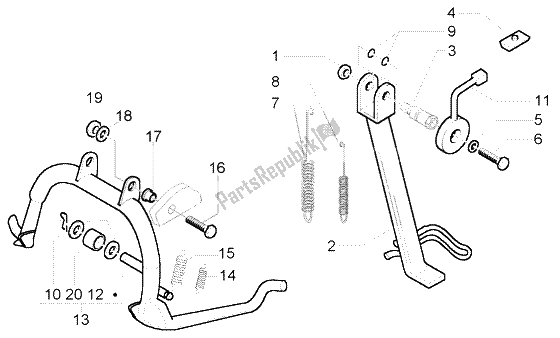 Toutes les pièces pour le Béquille Centrale du Piaggio X9 250 Evolution 2000