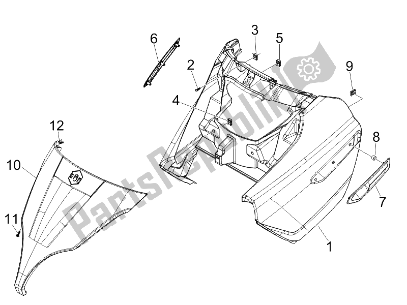 Tutte le parti per il Scudo Anteriore del Piaggio X7 125 Euro 3 2008