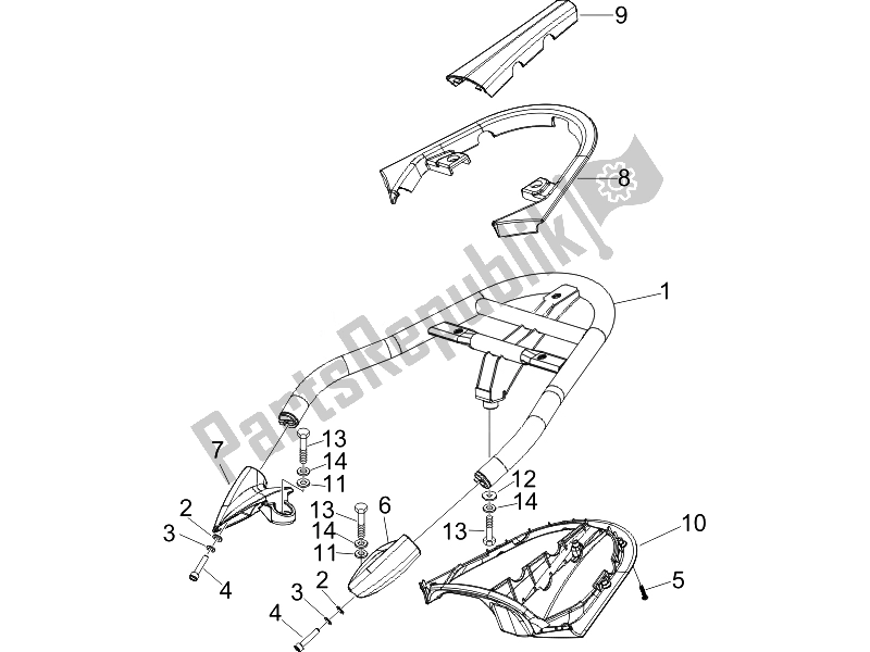 All parts for the Rear Luggage Rack of the Piaggio Beverly 250 Cruiser E3 2007