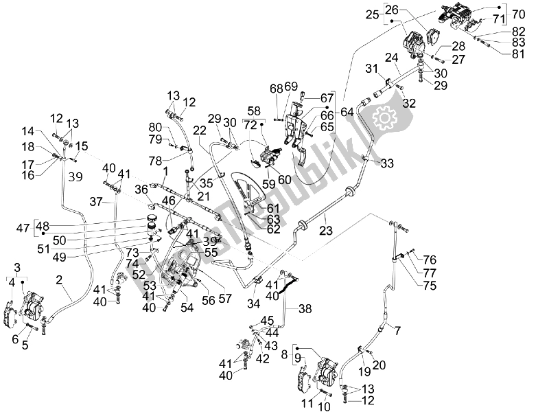 All parts for the Brakes Pipes - Calipers of the Piaggio MP3 300 4T 4V IE ERL Ibrido 2010