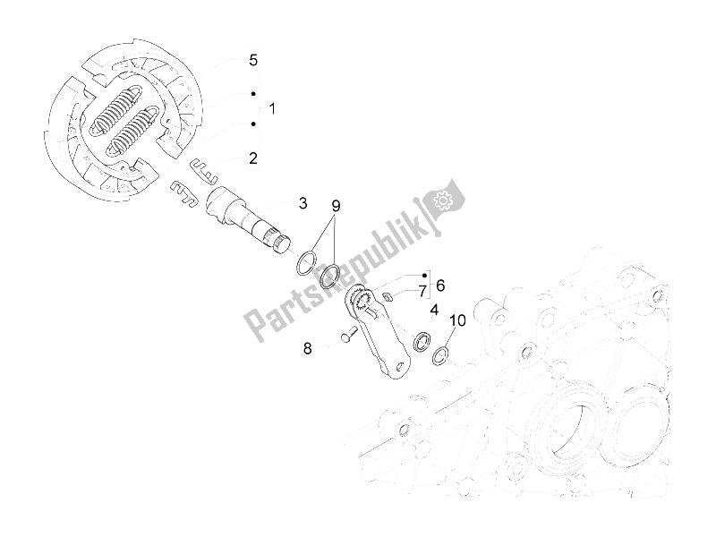 Toutes les pièces pour le Frein Arrière - Mâchoire De Frein du Piaggio Liberty 50 Iget 4T 3V Emea 2015