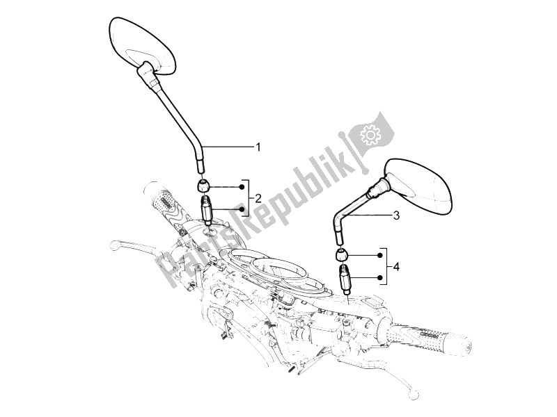 Toutes les pièces pour le Miroir (s) De Conduite du Piaggio BV 350 4T 4V IE E3 ABS USA 2015