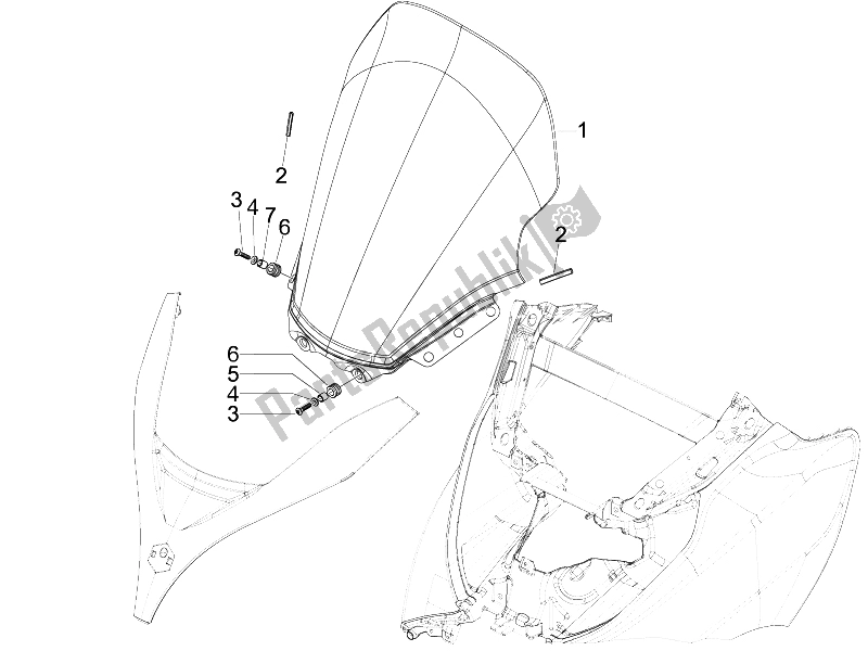 Toutes les pièces pour le Pare-brise - Verre du Piaggio MP3 125 Ibrido 2009