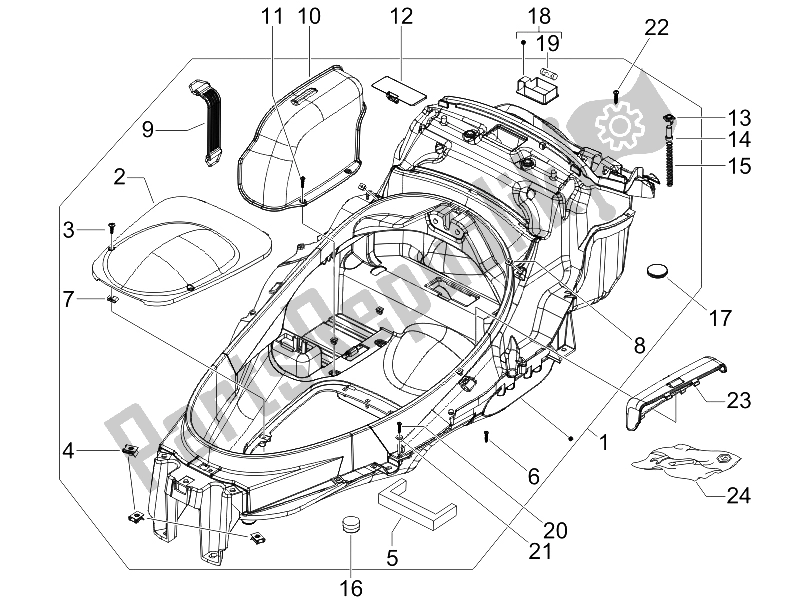 All parts for the Helmet Huosing - Undersaddle of the Piaggio MP3 250 2006