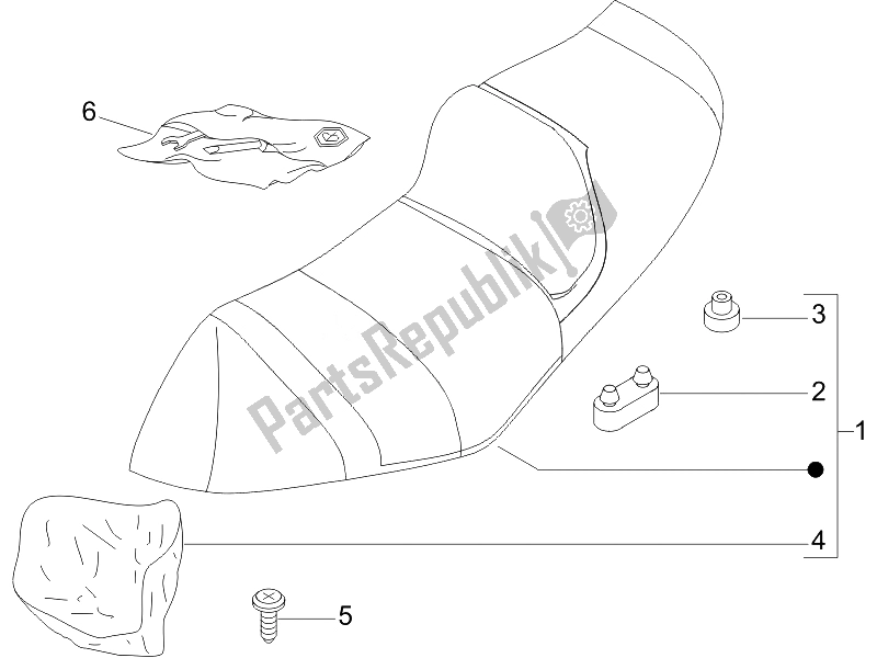 Alle onderdelen voor de Zadel / Stoelen van de Piaggio X8 125 Premium Euro 3 UK 2007