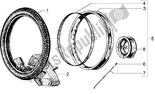 All parts for the Rear Wheel (25 Kmh Version) of the Piaggio Ciao 50 2002