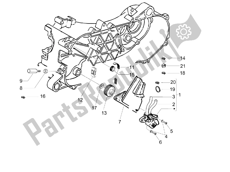 All parts for the Oil Pump of the Piaggio Typhoon 50 2T E2 2009