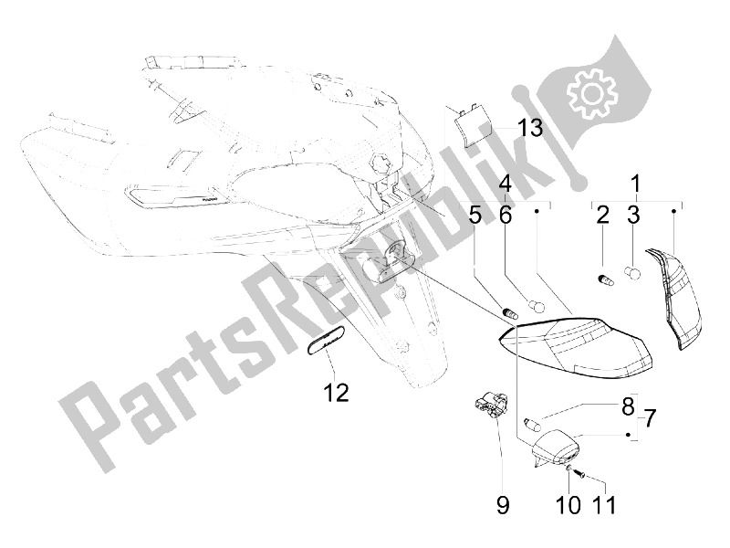 All parts for the Rear Headlamps - Turn Signal Lamps of the Piaggio X7 250 IE Euro 3 2008