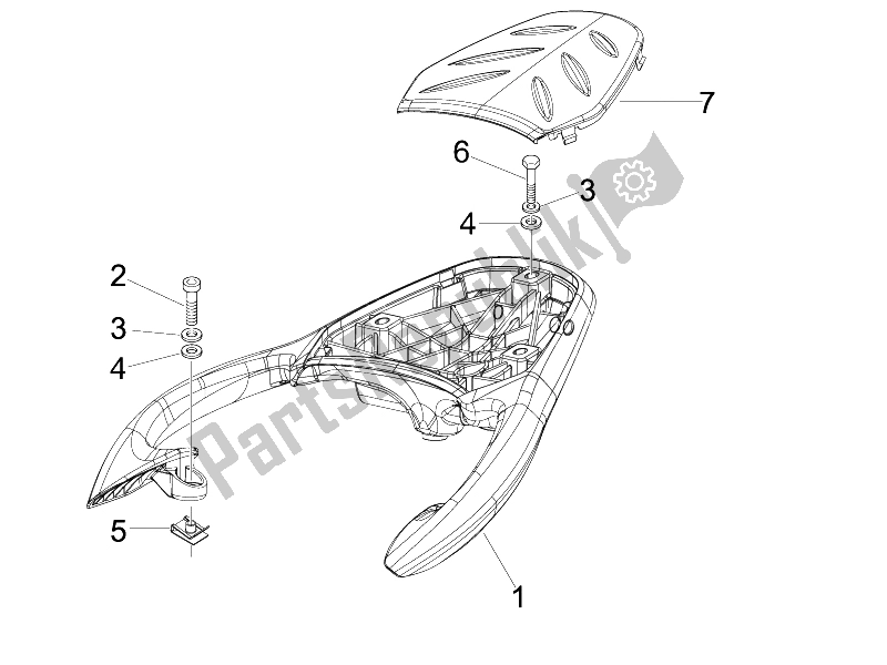 All parts for the Rear Luggage Rack of the Piaggio Beverly 300 IE Tourer E3 2009