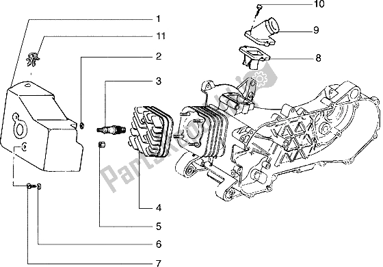 Alle onderdelen voor de Cilinderkop-koelkap-inlaat En Inductiepijp van de Piaggio Typhoon 50 X 1999