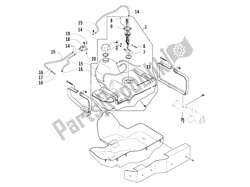 All parts for the Fuel Tank of the Piaggio Trackmaster 400 Passo Corto 2006