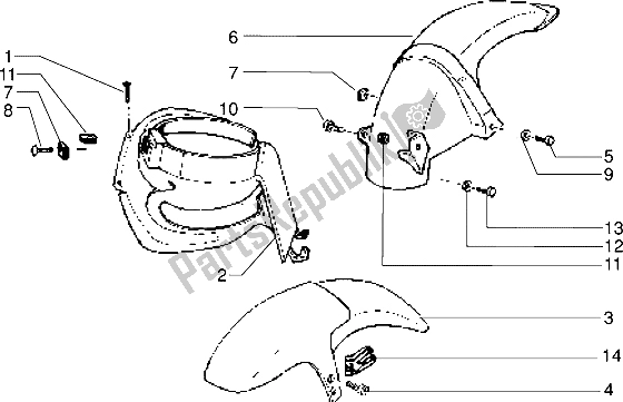 Tutte le parti per il Parafango Anteriore E Posteriore del Piaggio Skipper 150 1998