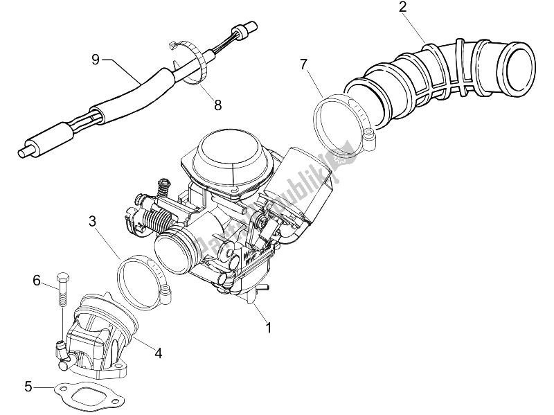 All parts for the Carburettor, Assembly - Union Pipe of the Piaggio Liberty 150 4T E3 2008