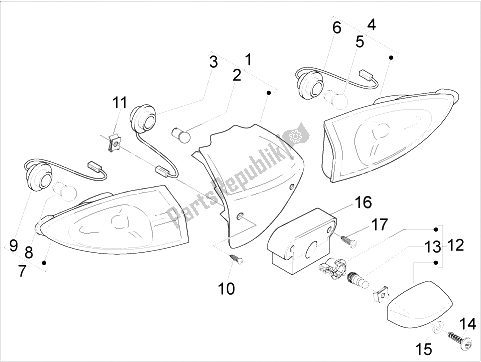 Toutes les pièces pour le Phares Arrière - Clignotants du Piaggio FLY 150 4T USA 2007