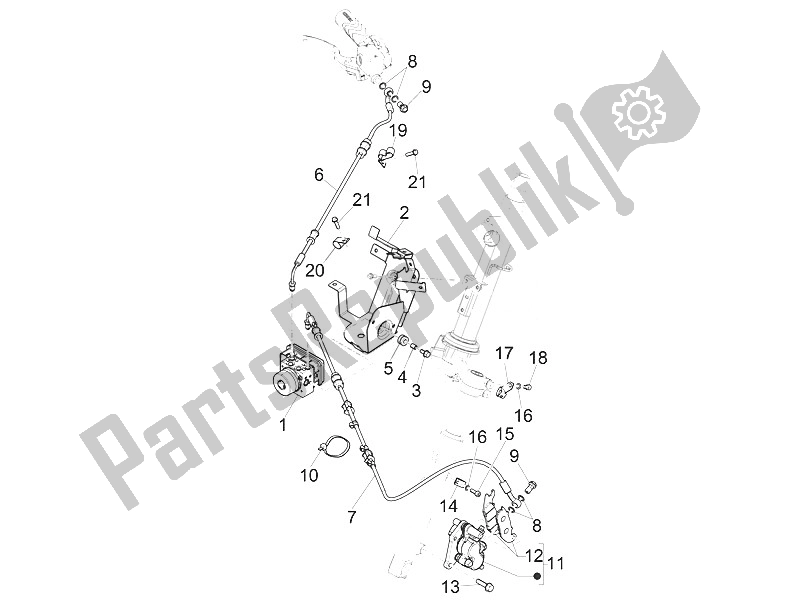 Alle onderdelen voor de Remmen Buizen - Remklauwen (abs) van de Piaggio Liberty 150 Iget 4T 3V IE ABS Asia 2016