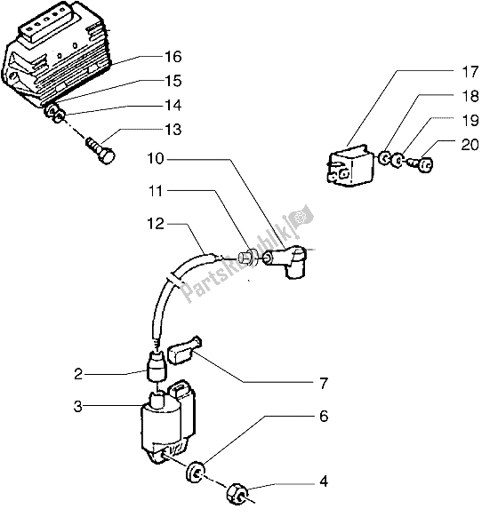 All parts for the Electrical Devices (2) of the Piaggio Diesis 50 2004