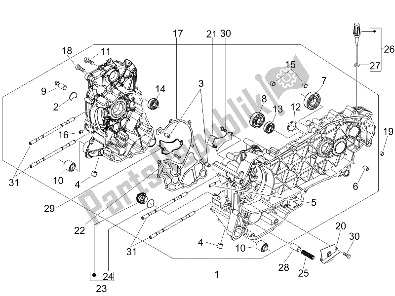 Todas las partes para Caja Del Cigüeñal de Piaggio Liberty 125 4T E3 UK 2006