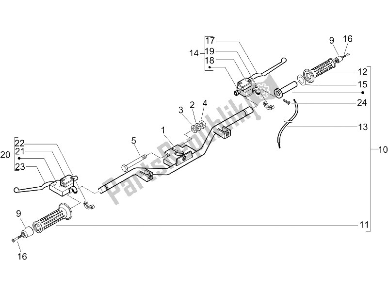 All parts for the Handlebars - Master Cil. Of the Piaggio Beverly 250 2005