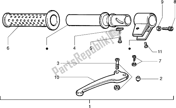 All parts for the Handlebars Component Parts (2) of the Piaggio Velofax 50 1997