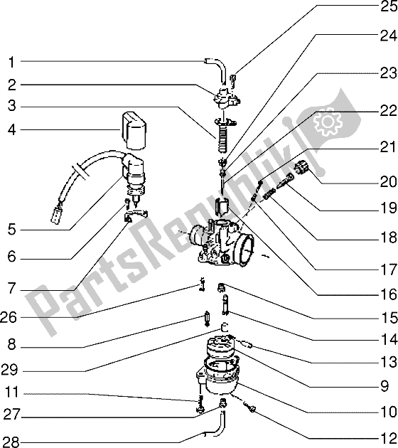 All parts for the Carburettor (2) of the Piaggio NRG MC2 50 1996