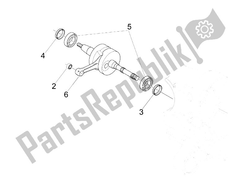All parts for the Crankshaft of the Piaggio NRG Power DT 50 2006