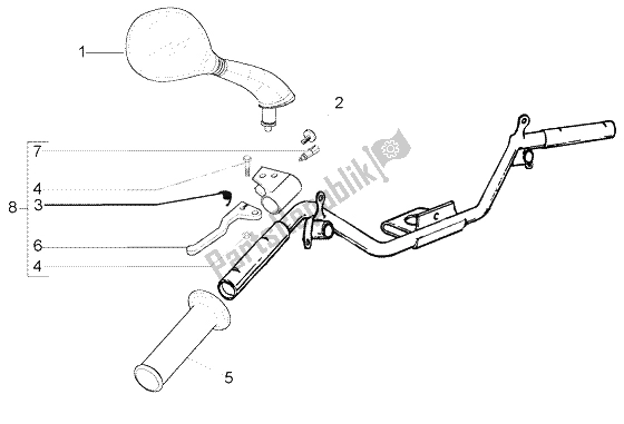 All parts for the Handlebars Component Parts (2) of the Piaggio FLY 150 4T 2004