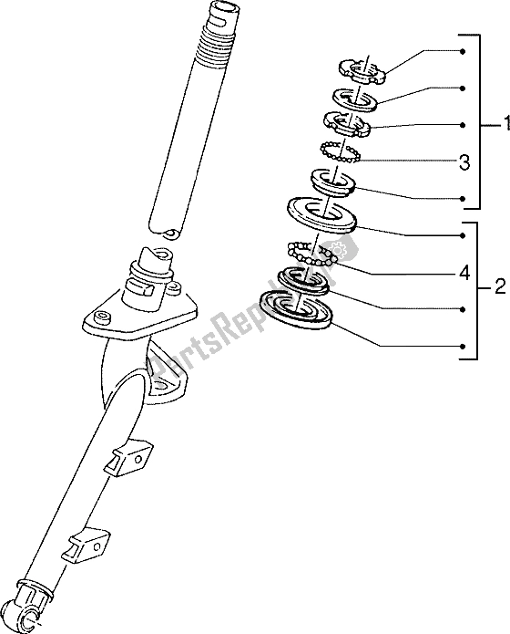 All parts for the Steering Bearing Ball Tracks of the Piaggio ZIP SP 50 1996