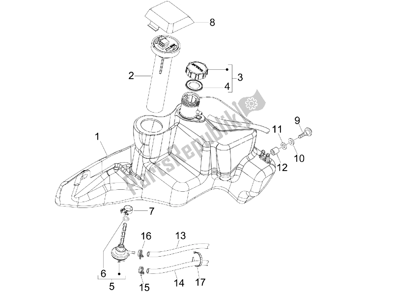 Toutes les pièces pour le Réservoir De Carburant (2) du Piaggio FLY 150 4T USA 2007