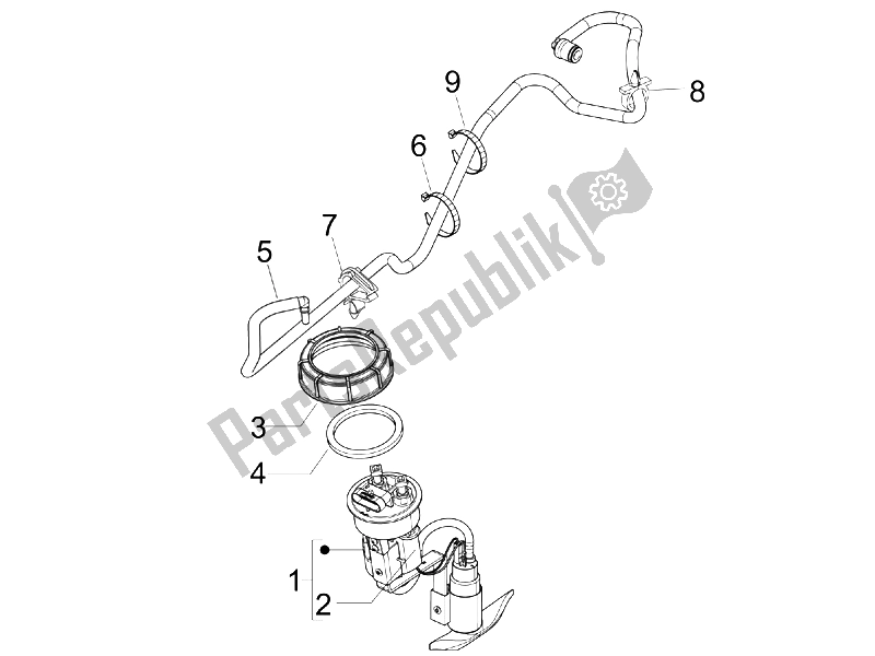 All parts for the Supply System of the Piaggio X7 125 IE Euro 3 2009