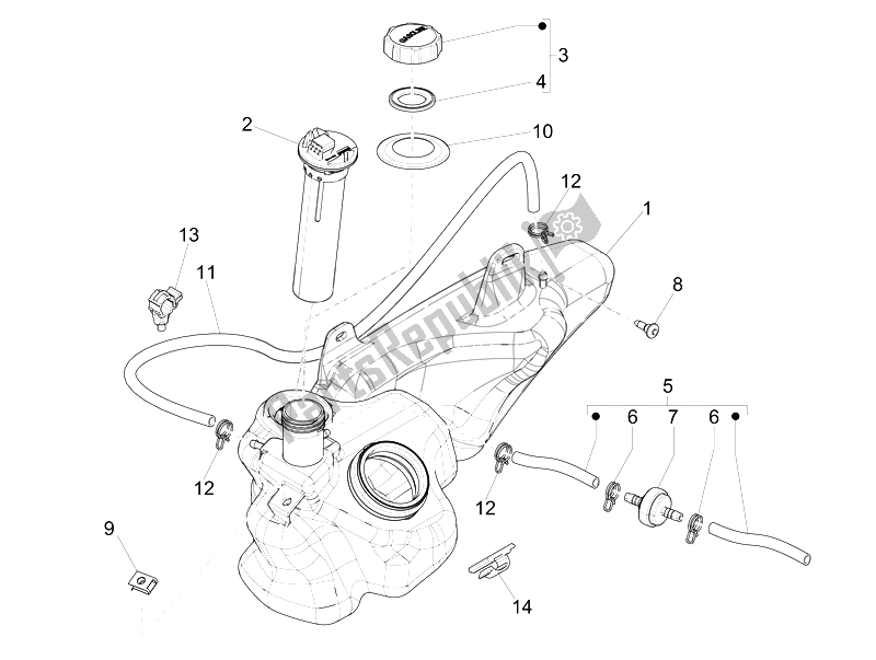 Toutes les pièces pour le Réservoir D'essence du Piaggio Liberty 125 4T 3V IE E3 2014