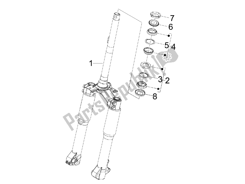 Todas as partes de Garfo / Tubo De Direção - Unidade De Rolamento De Direção do Piaggio Liberty 50 4T PTT D 2007