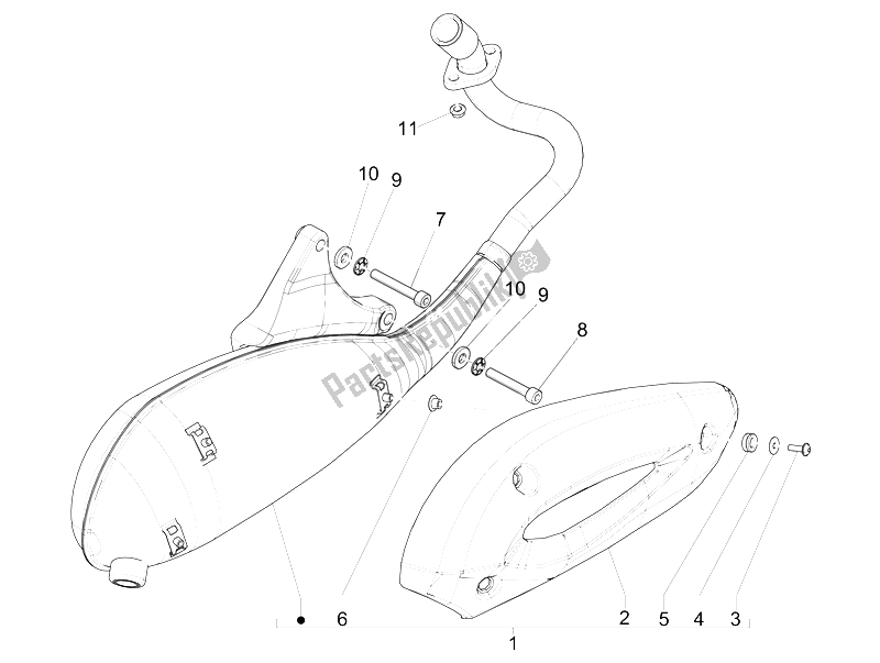 Toutes les pièces pour le Silencieux du Piaggio Liberty 150 4T E3 MOC 2009