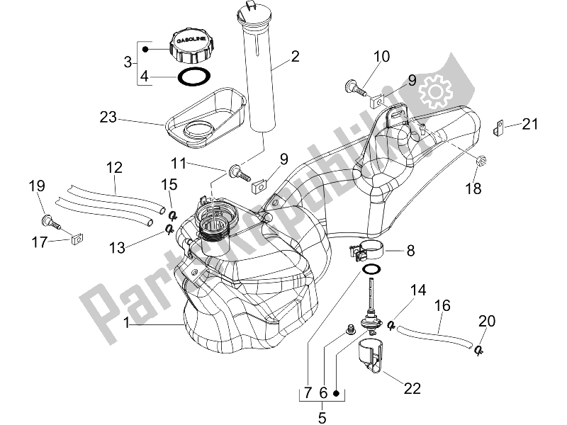 Tutte le parti per il Serbatoio Di Carburante del Piaggio Liberty 50 2T 2006