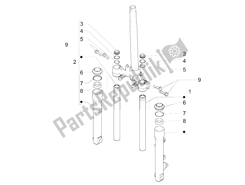 Toutes les pièces pour le Composants De La Fourche (wuxi Top) du Piaggio Liberty 50 Iget 4T 3V Emea 2015