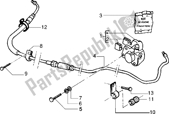 All parts for the Rear Brake Caliper (vehicle With Rear Hub Brake) of the Piaggio NRG MC3 50 2002