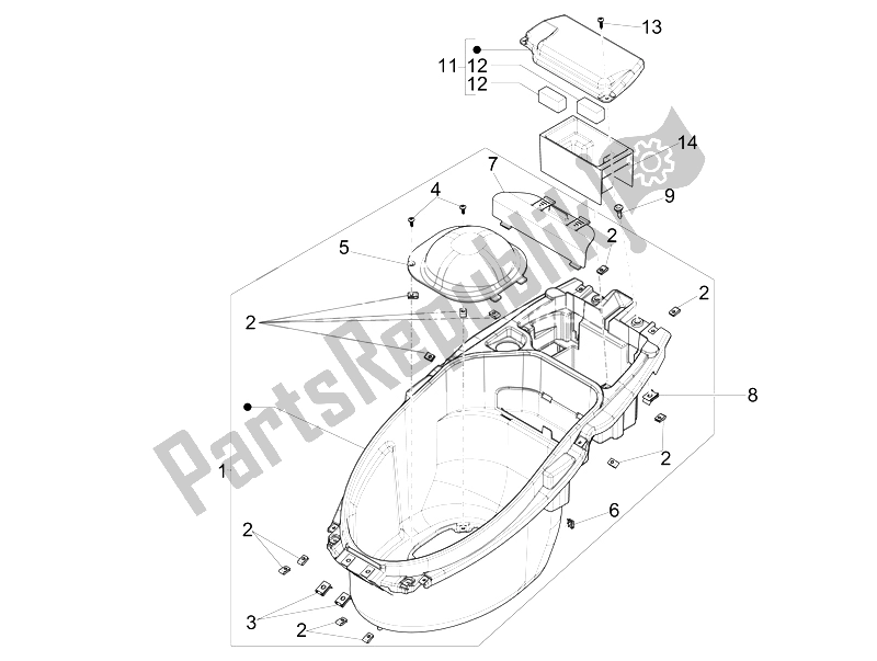 All parts for the Helmet Huosing - Undersaddle of the Piaggio NRG Power DT 50 2007