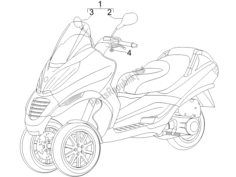 Tutte le parti per il Specchio / I Di Guida del Piaggio MP3 250 USA 2007